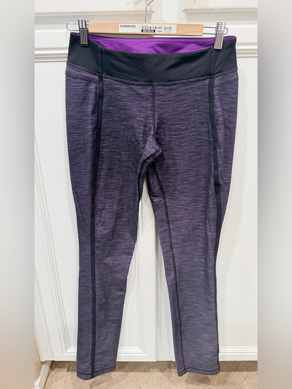 lululemon athletica Heathered Purple Performance Leggings with Black Waistband
